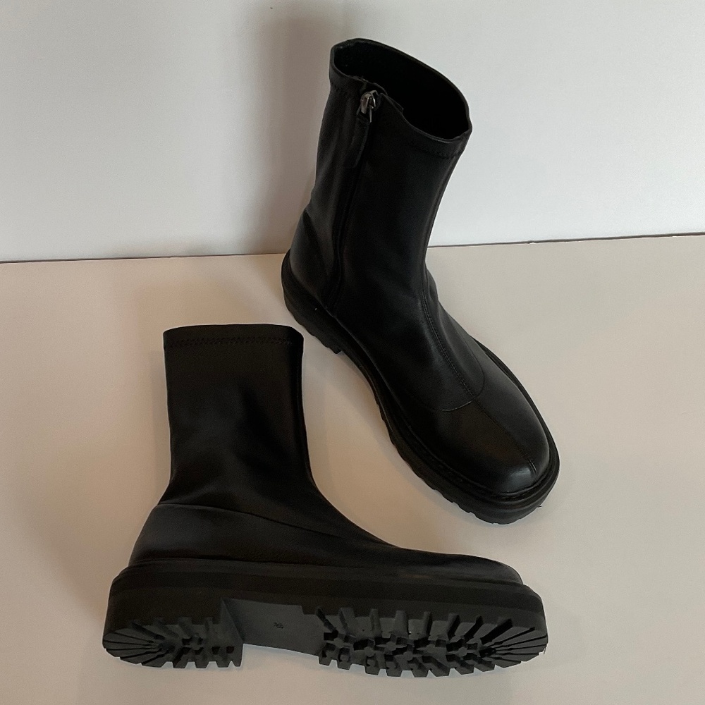 PAULA TORRES Porto Black Leather Boots Size BR 38 U.S. 9